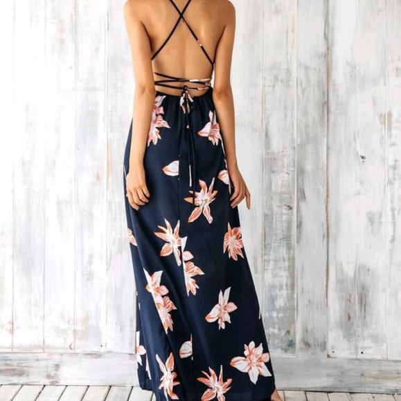 Deep V Maxi Floral Dress - Picture 3 of 7